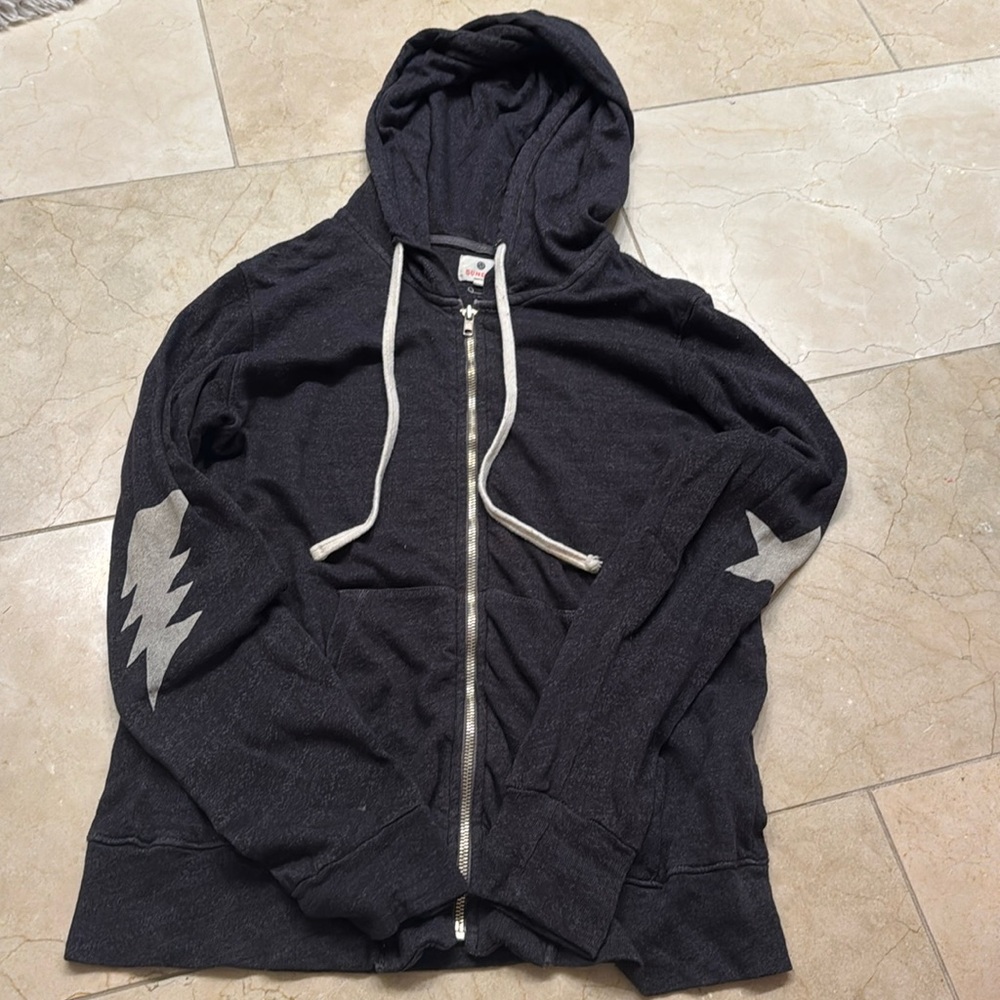 Sundry black zip up hooded sweatshirt size 1